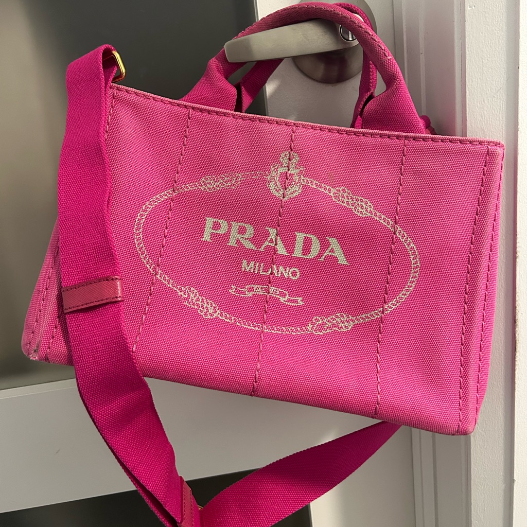Authentic Prada Canapa Tote In Pink